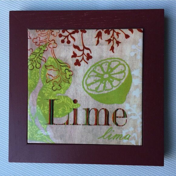 Lime Fruit Art Decorative Hot Plate Trivet Pot Holder Wooden Wall Hanging Decor - Picture 1 of 10
